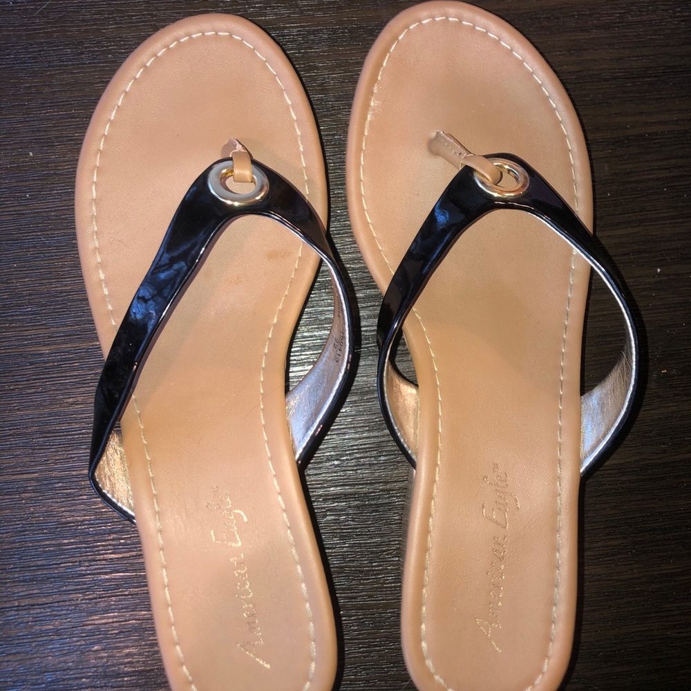 Black strapped thong wedges - Picture 2 of 2